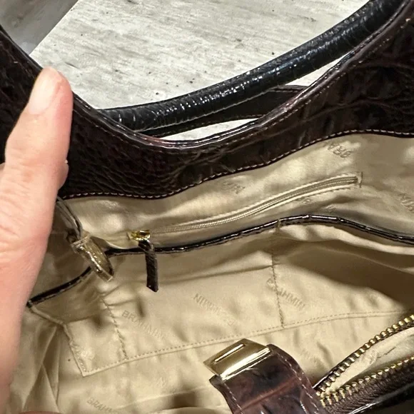 Brahmin Gold and Black Crocodile Shoulder Bag